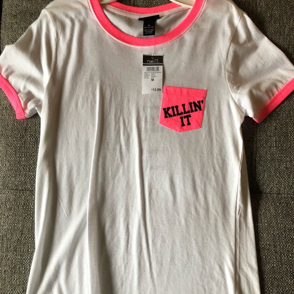 White and pink killin it tee